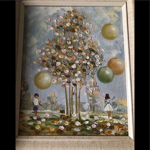 Other - Hand painted acrylic painting matted & framed in wood
